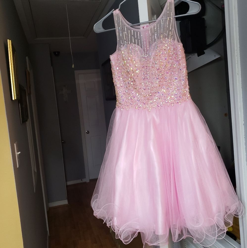 Gorgeous Pink Embellished Semi-Formal Gown